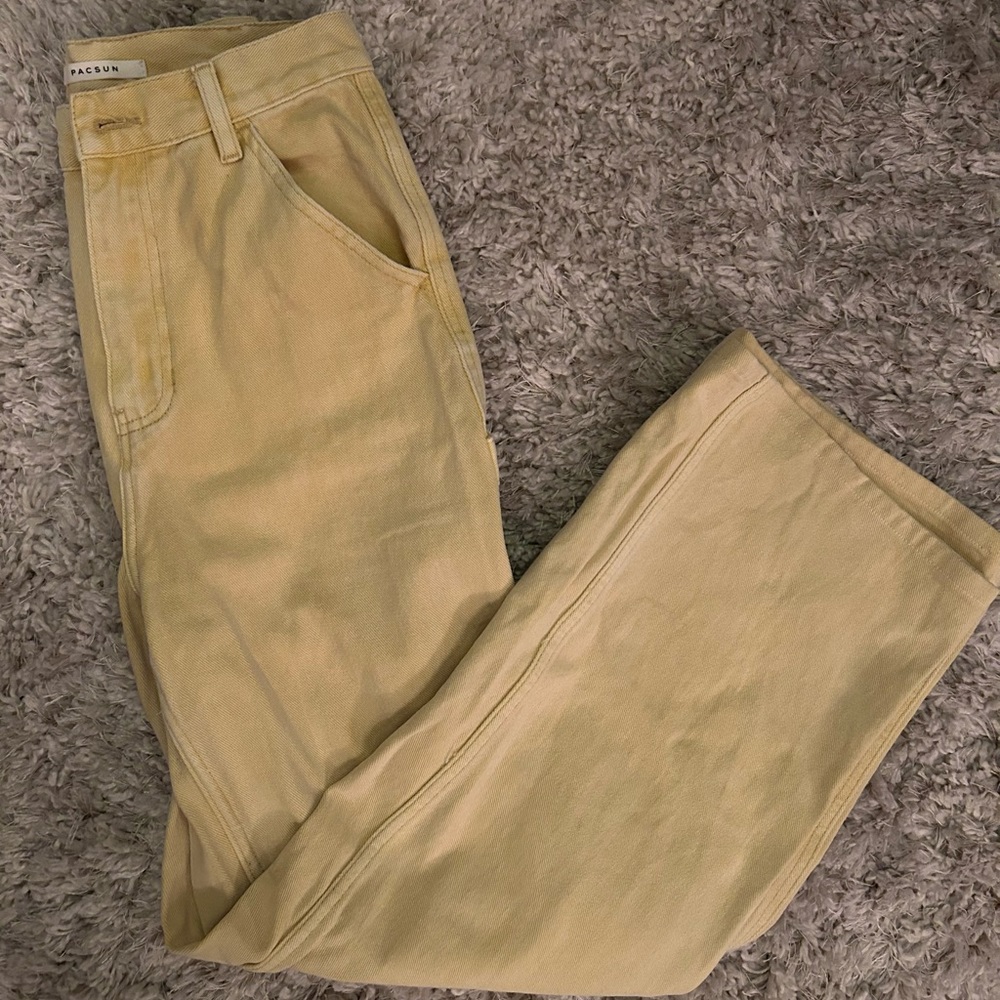 Yellow Pacsun high rise cargo pants; women’s size 27